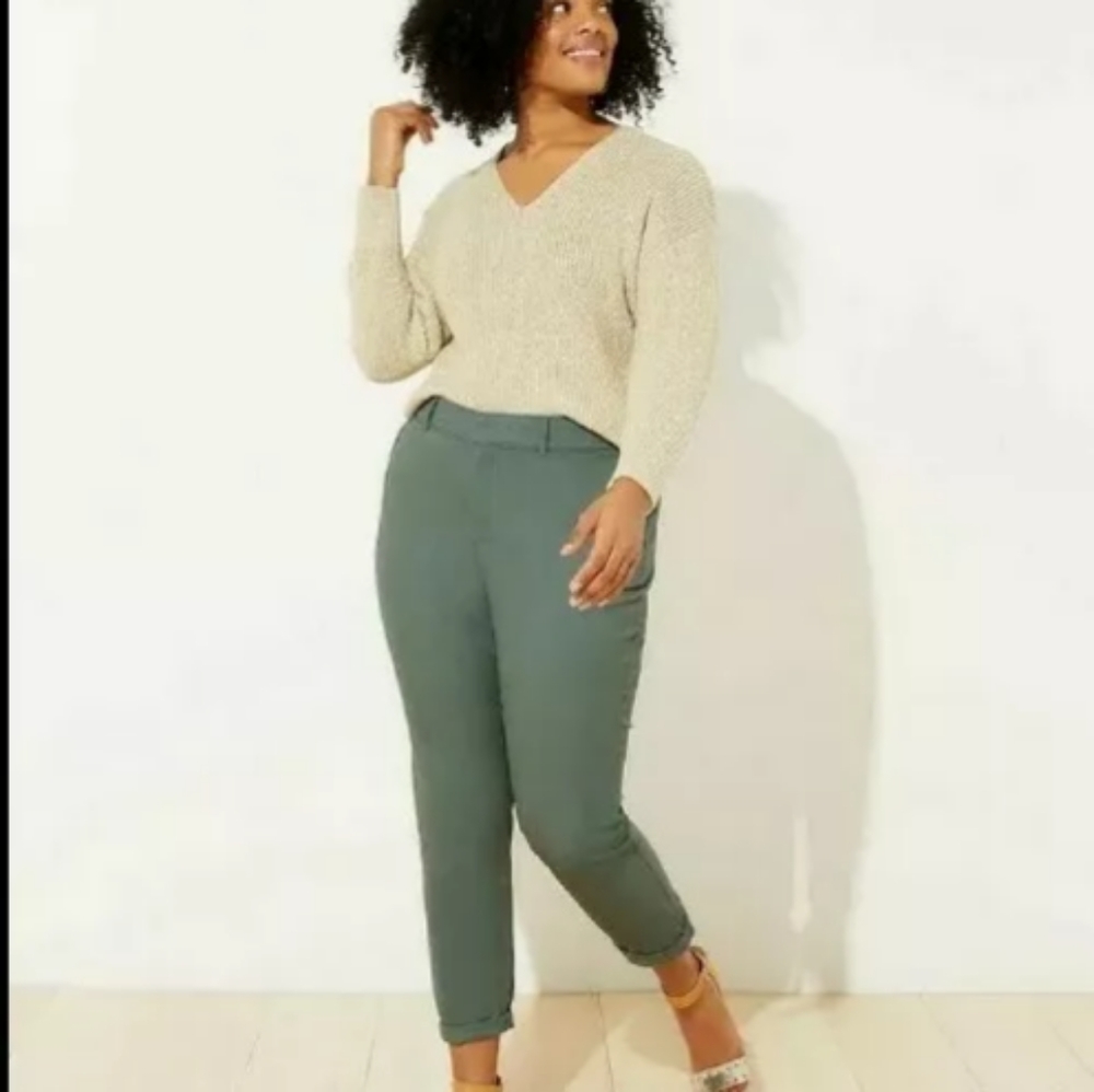 Loft Plus Sea Green Girlfriend Chino Pants 16W